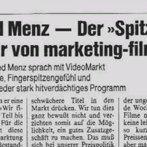 Interview mit M. Menz der Zeitschrift VideoMarkt von 1988.